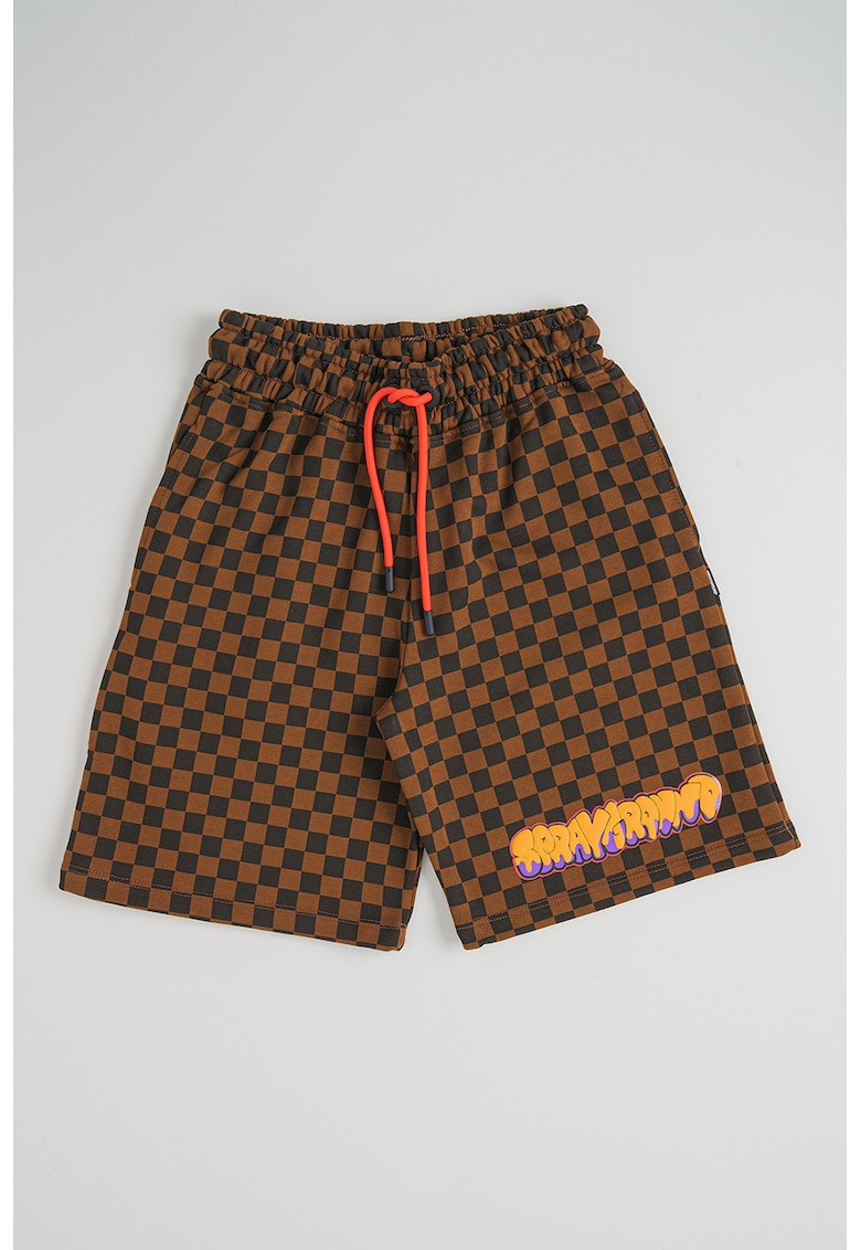 Pantaloni scurti cu model in carouri - Negru/Maro