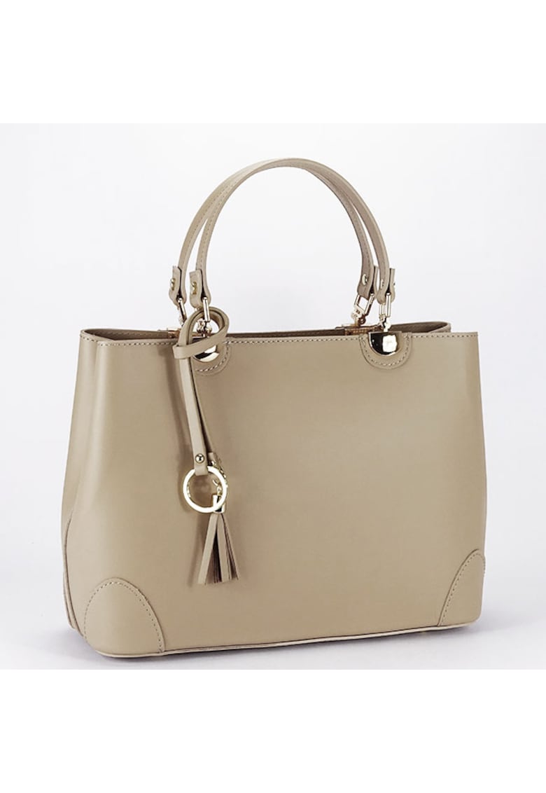 Geanta de talie mare din piele naturala M9 - Bej - 24x31x11
