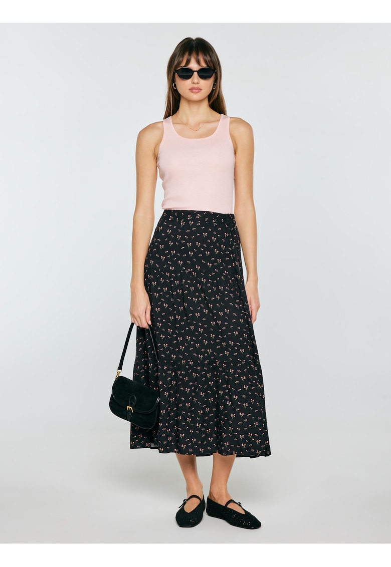 Fusta midi cu motiv floral Vendi 906