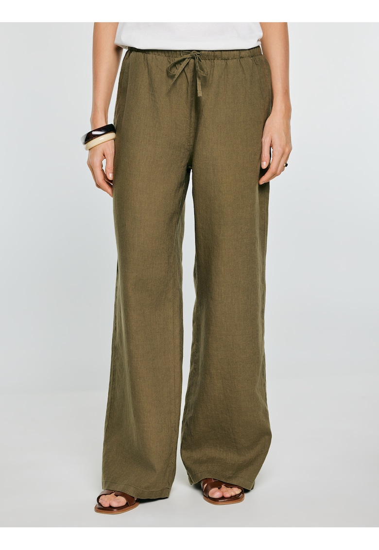 Pantaloni dama kaki - talie elastica - in