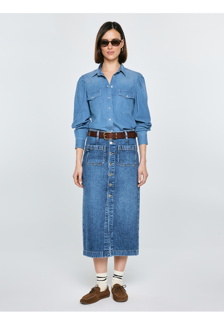 Fusta midi din denim cu nasturi Gaia 627