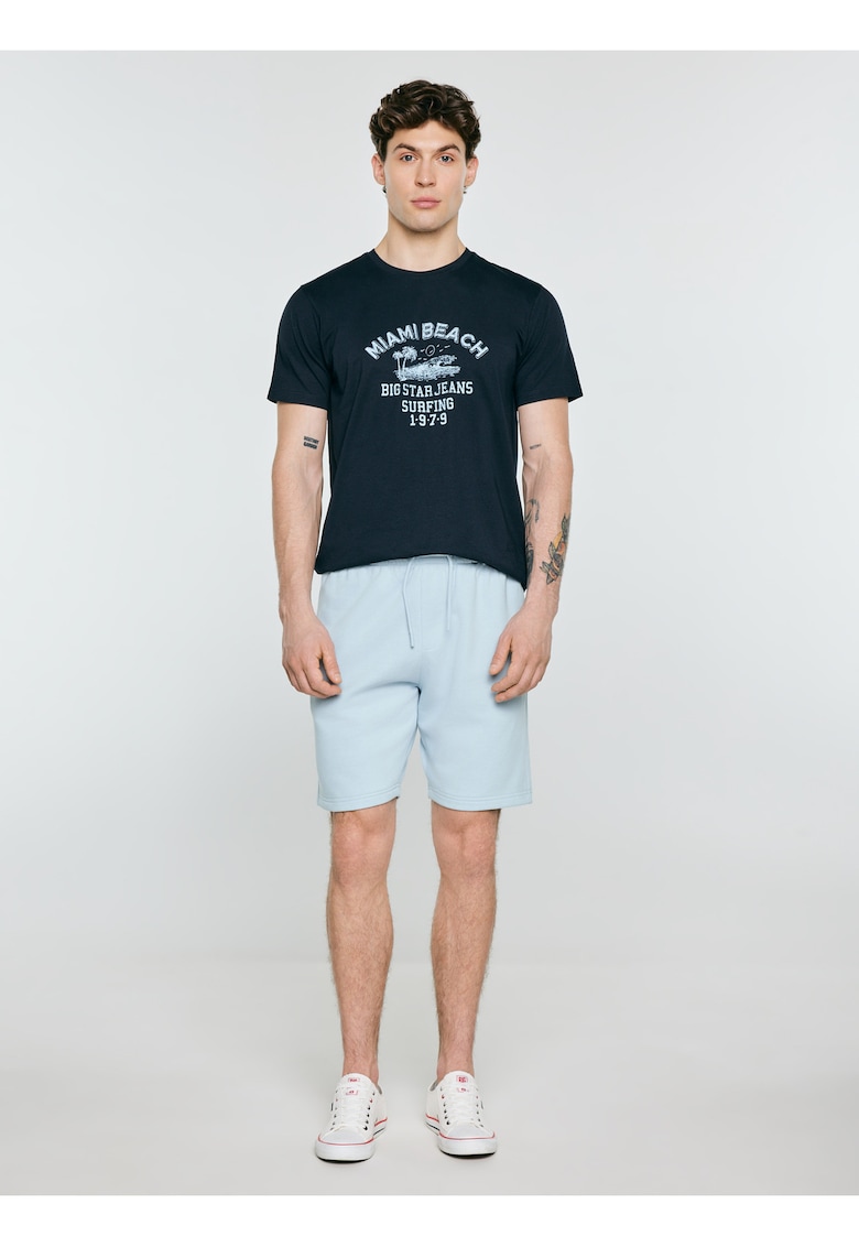 Tricou cu imprimeu si decolteu la baza gatului Fors