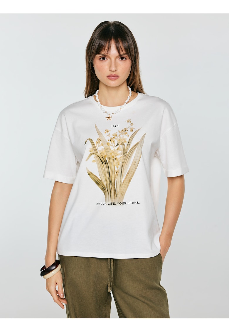 Tricou din bumbac cu imprimeu floral.