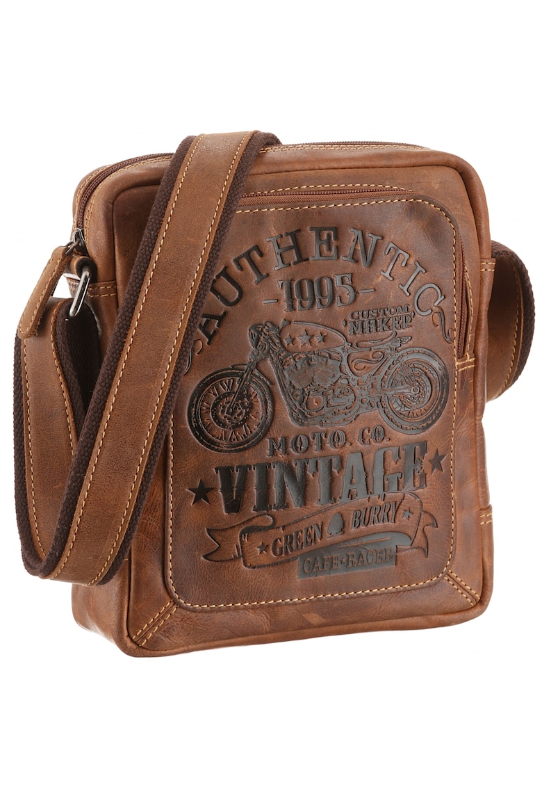 Geanta umar piele naturala maro antichizat 22 x 24 cm - Cafe Racer -