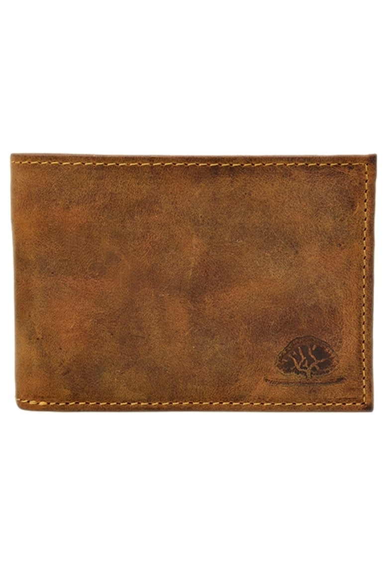 Portofel barbati piele naturala maro antichizat 11.5 x 8.5 x 2.0 cm - Vintage -