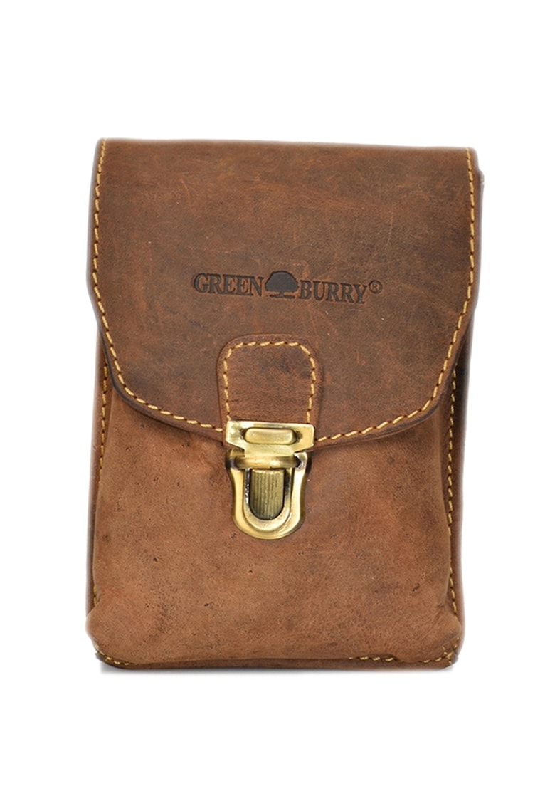 Borseta unisex piele naturala maro antichizat 11.5 x 17 x 7.5 cm - Vintage -