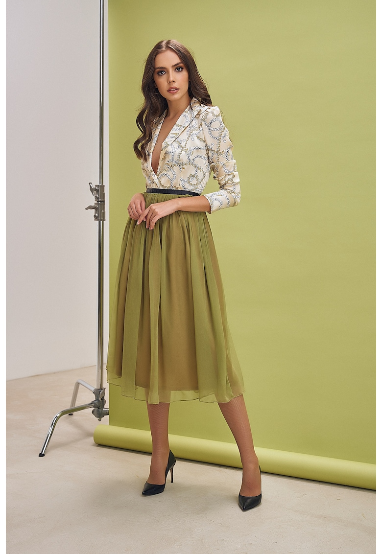 . Rochie din matase cu decolteu in V