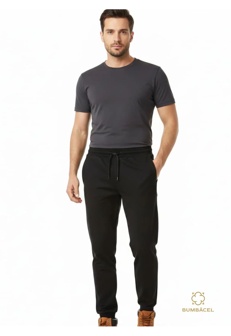 Pantaloni sport - din bumbac - lungi - pentru barbati