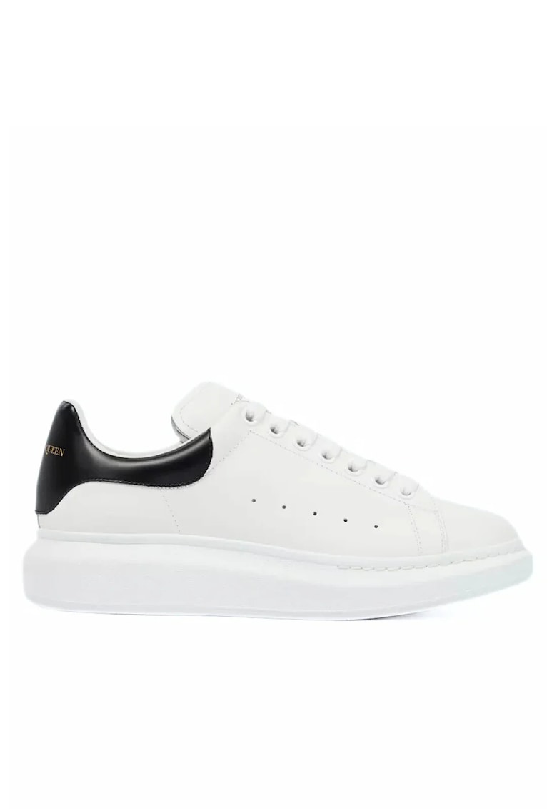 Oversized White/Black Leather low-top sneakers - Alb/Negru