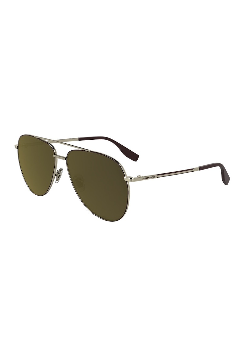 Ochelari de soare aviator cu model unisex si rama metalica - Auriu