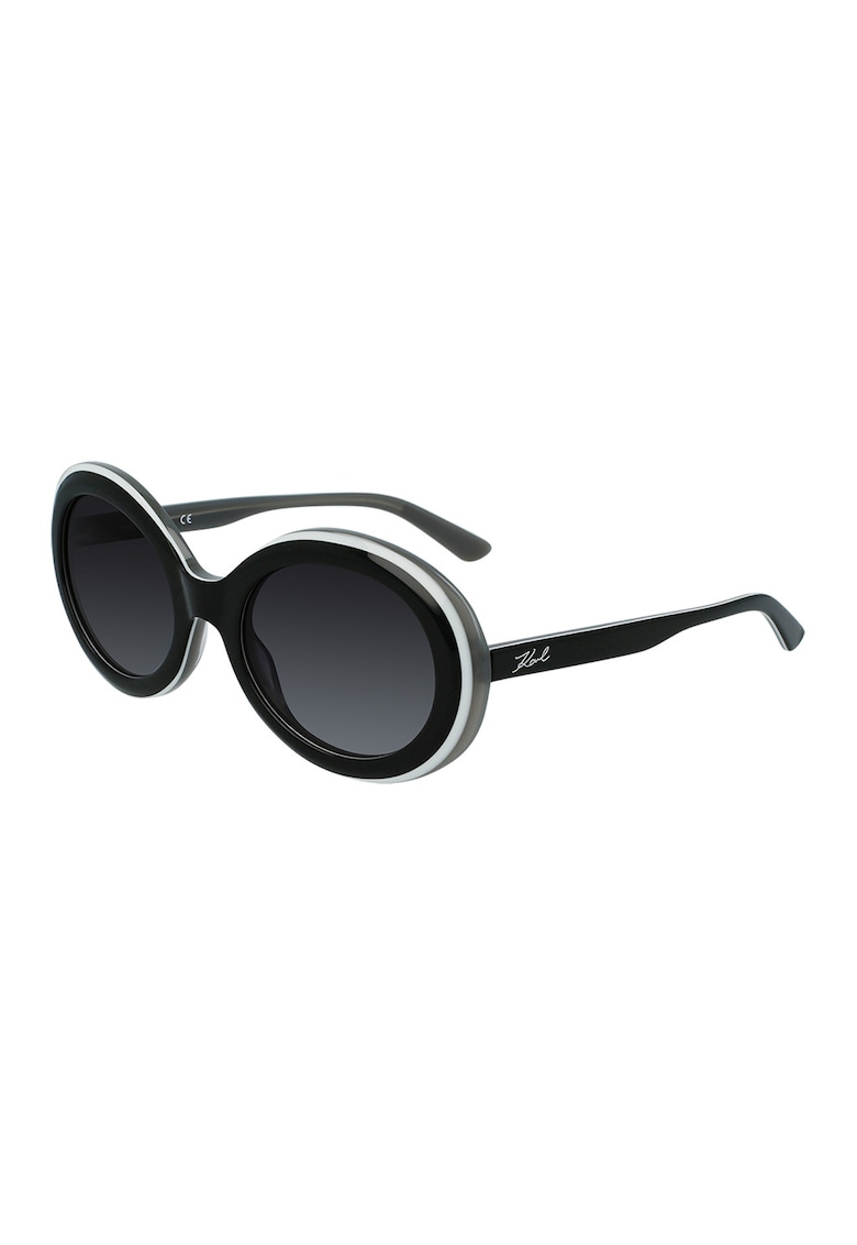 Ochelari de soare ovali cu lentile in degrade - Alb/Negru