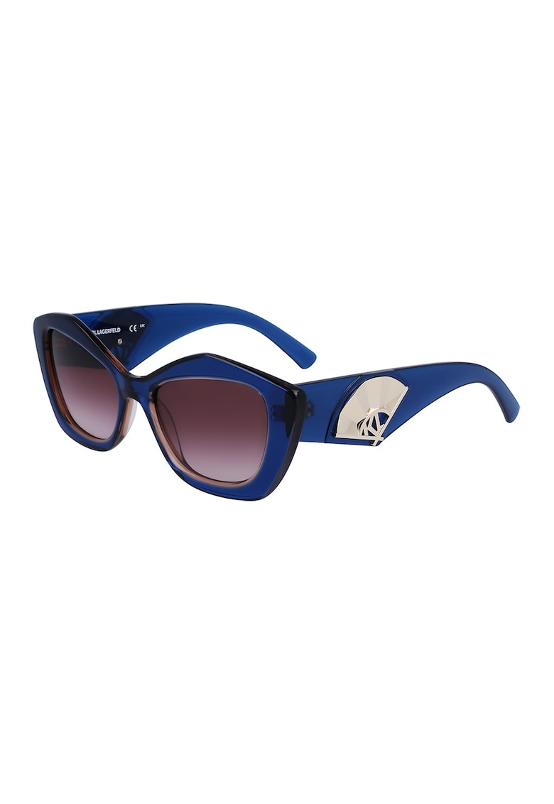 Ochelari de soare cat-eye cu lentile in degrade - Auriu/Albastru