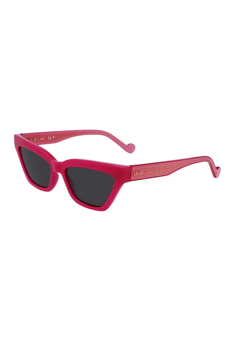 Ochelari de soare cat-eye cu rama cu model logo - Fucsia