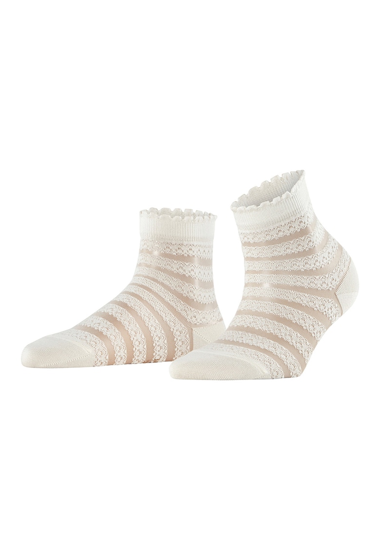 Sosete scurte din amestec de bumbac organic Border Lace - Alb murdar