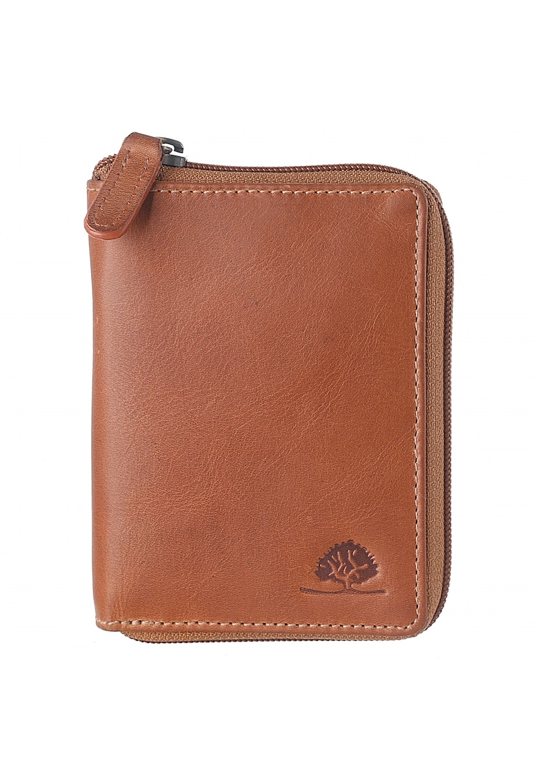 Portofel dama piele naturala 10 x 13 x 2.5 cm - TORNADO - - Coniac