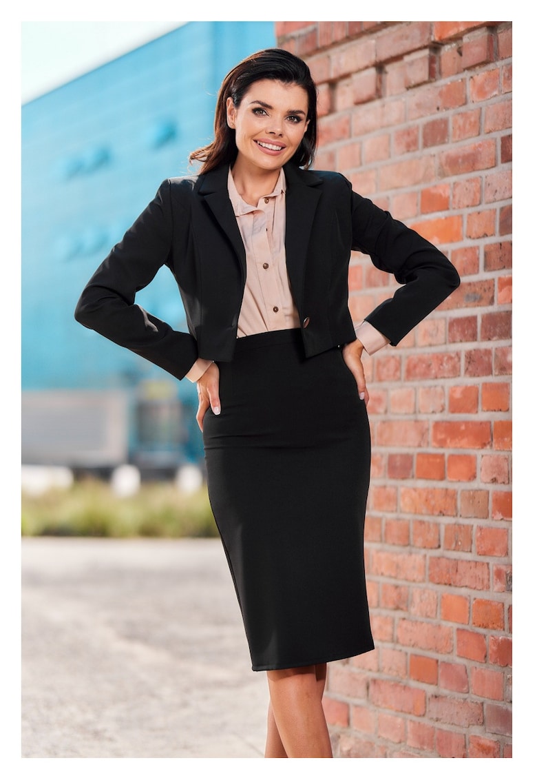 Sacou de dama scurt - minimalist - negru - marimea