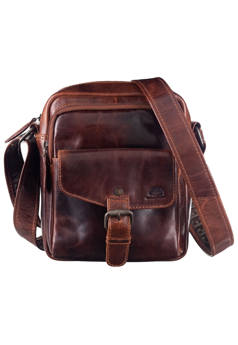 Geanta umar unisex piele naturala maro 24 x 25 cm - Rugged -