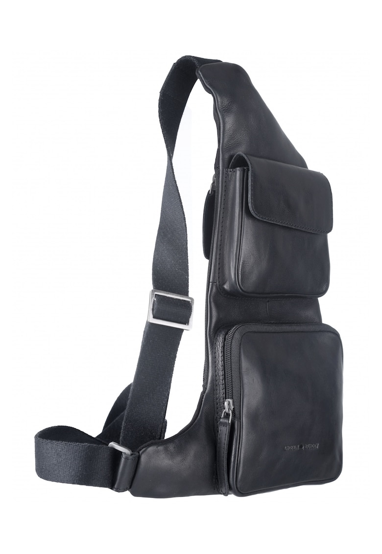 Geanta umar barbati piele naturala negru 25 x 38 cm - Pure Black -