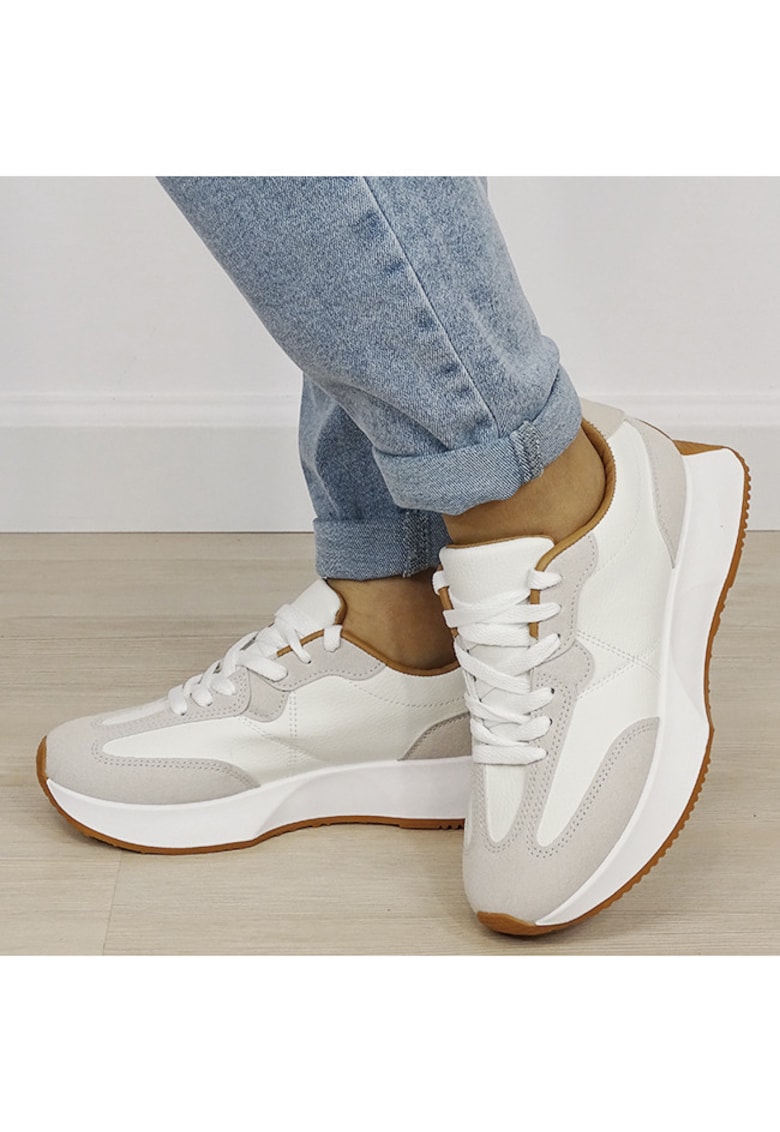 Sneakersi albi din piele naturala DCX1605 M3 20052 - Alb