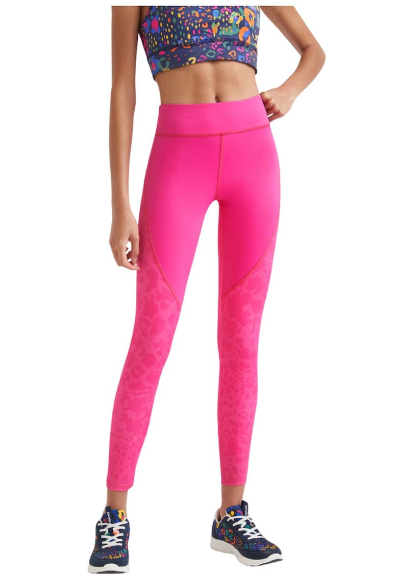 Colanti cu talie inalta si motiv animal print -