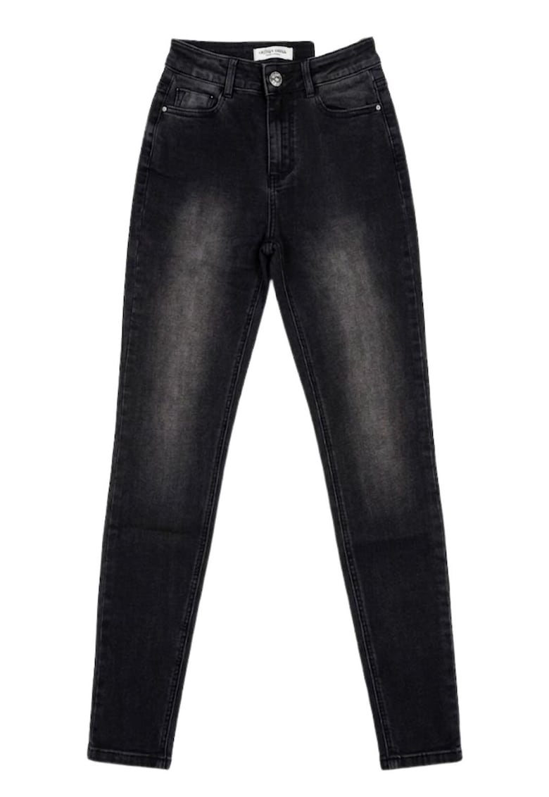 Blugi decolorati skinny cu talie inalta -