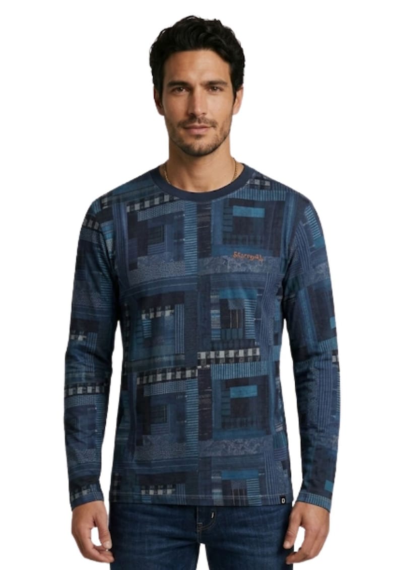 Bluza cu imprimeu si decolteu la baza gatului Lluc -