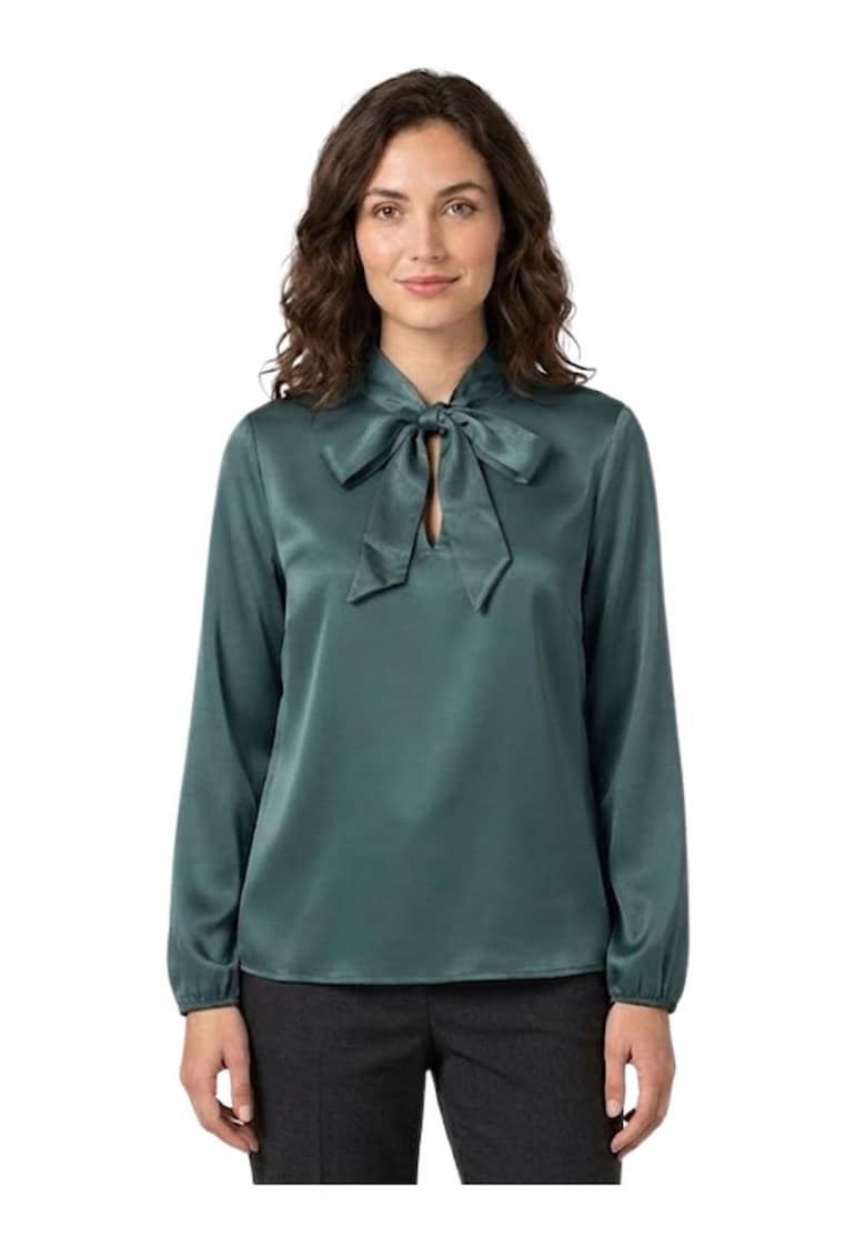 Bluza din satin cu guler din panglici -