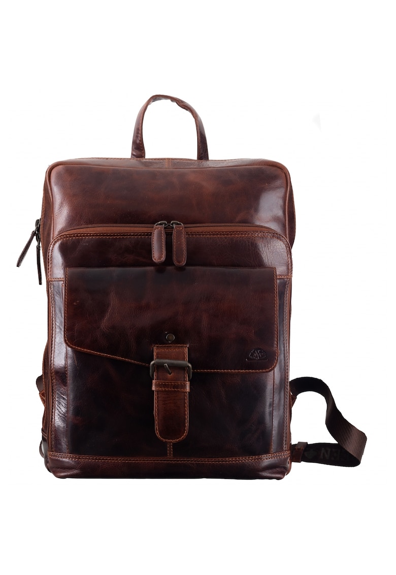 Rucsac unisex piele naturala maro 30 x 39 cm - Rugged -