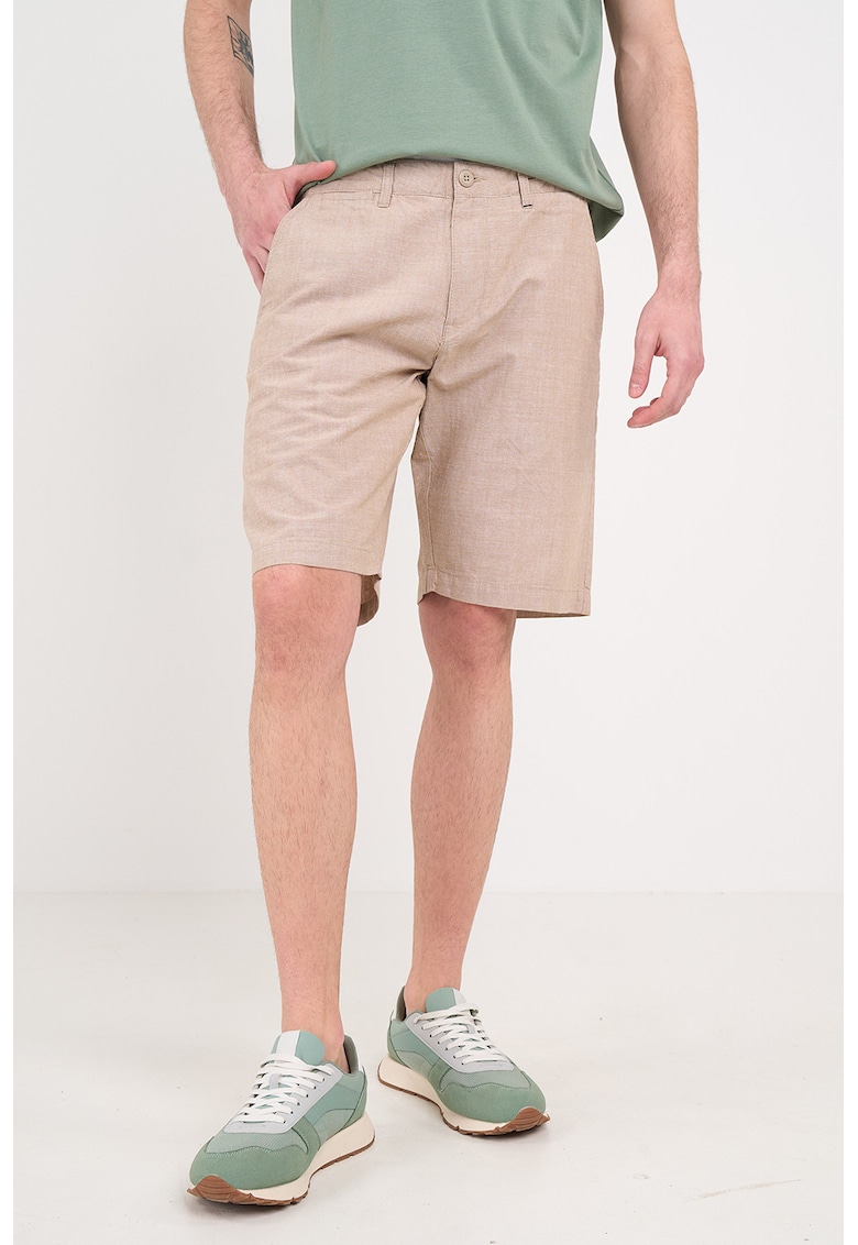 Pantaloni scurti din bumbac cu buzunare laterale - Bej deschis