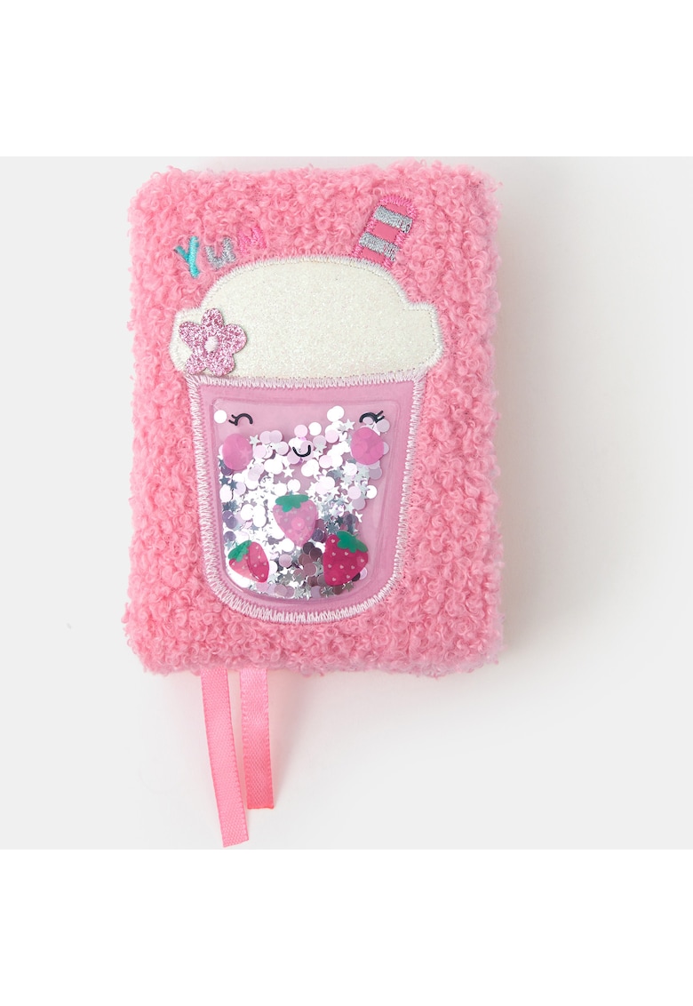 Agenda dictando cu o coperta din material teddy si design cu bubble tea