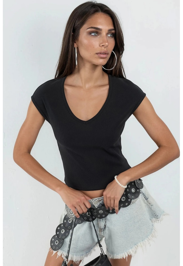 Tricou dama - Decolteu in V - Bumbac/Poliester