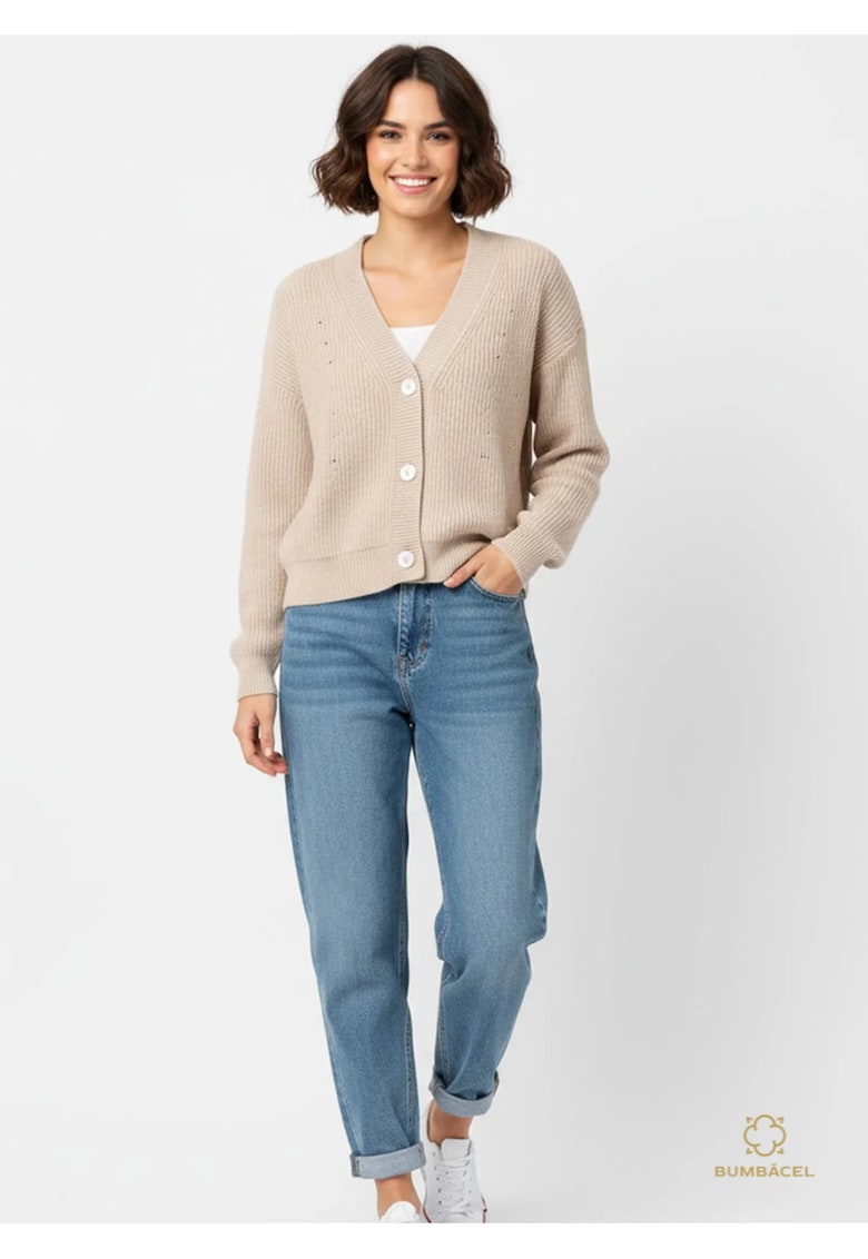 Cardigan din bumbac pentru dame - Bej