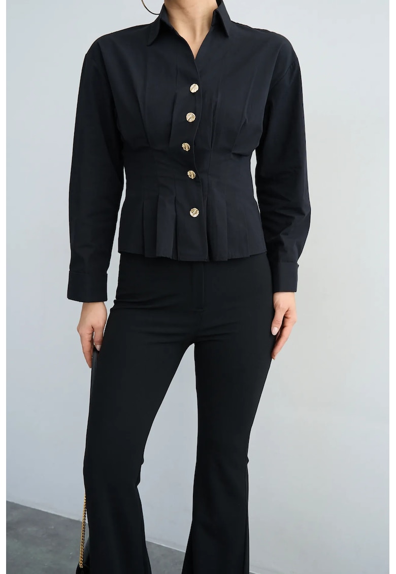 Camasa Femei - Fitted - maneca lunga - negru - 100% bumbac