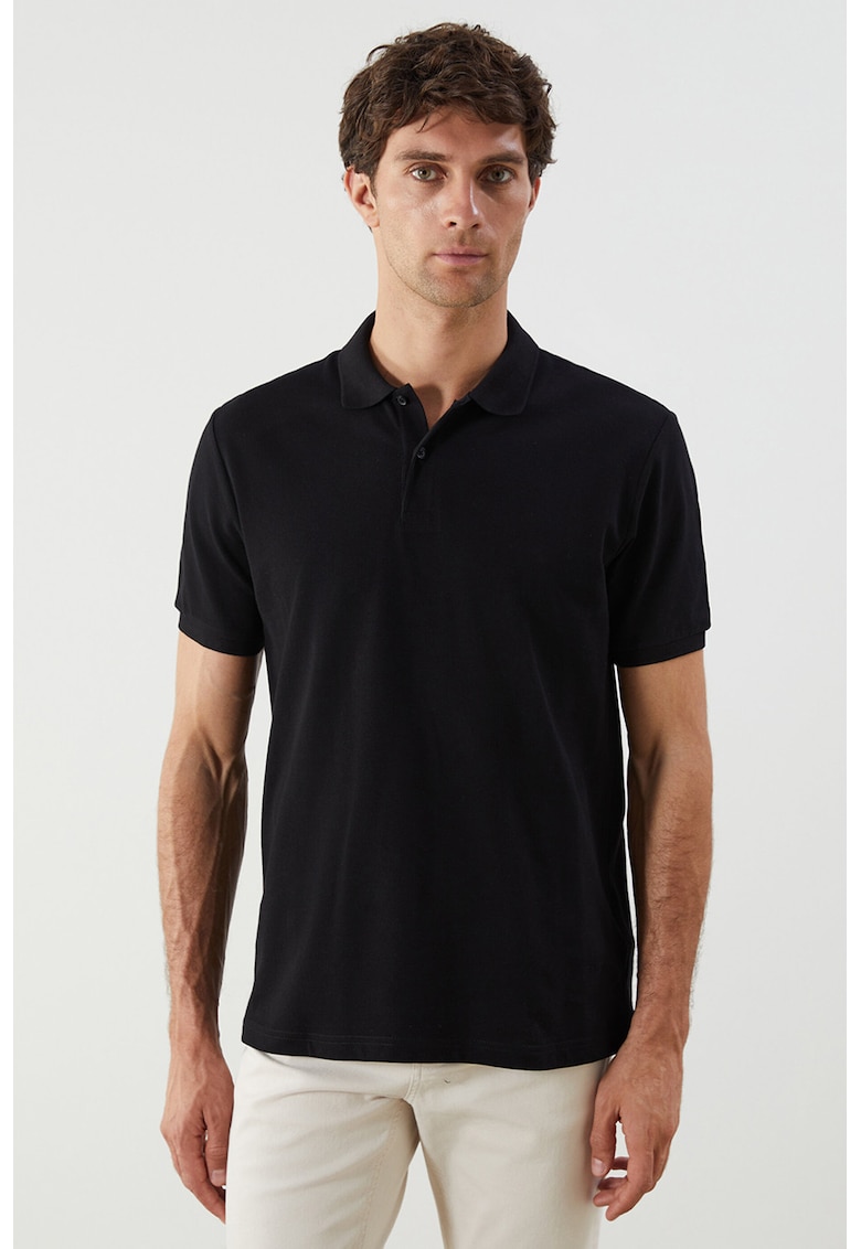 Tricou polo cu model uni - Negru