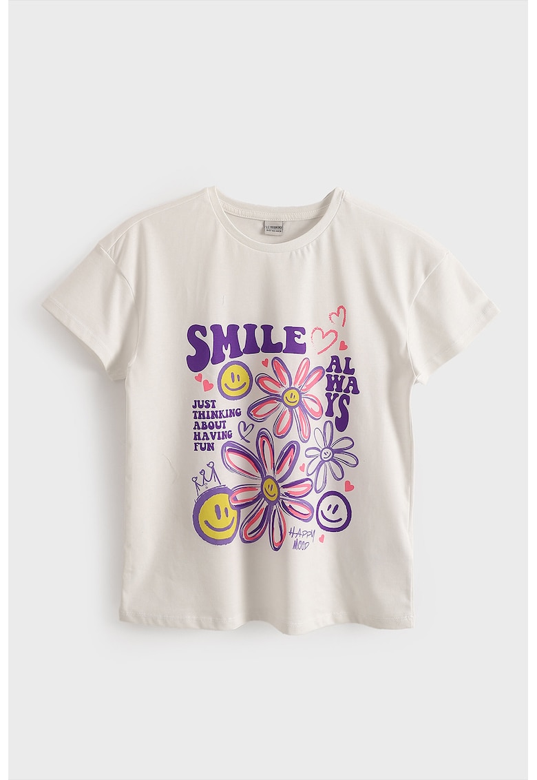 Tricou cu imprimeu grafic - Violet/Alb optic
