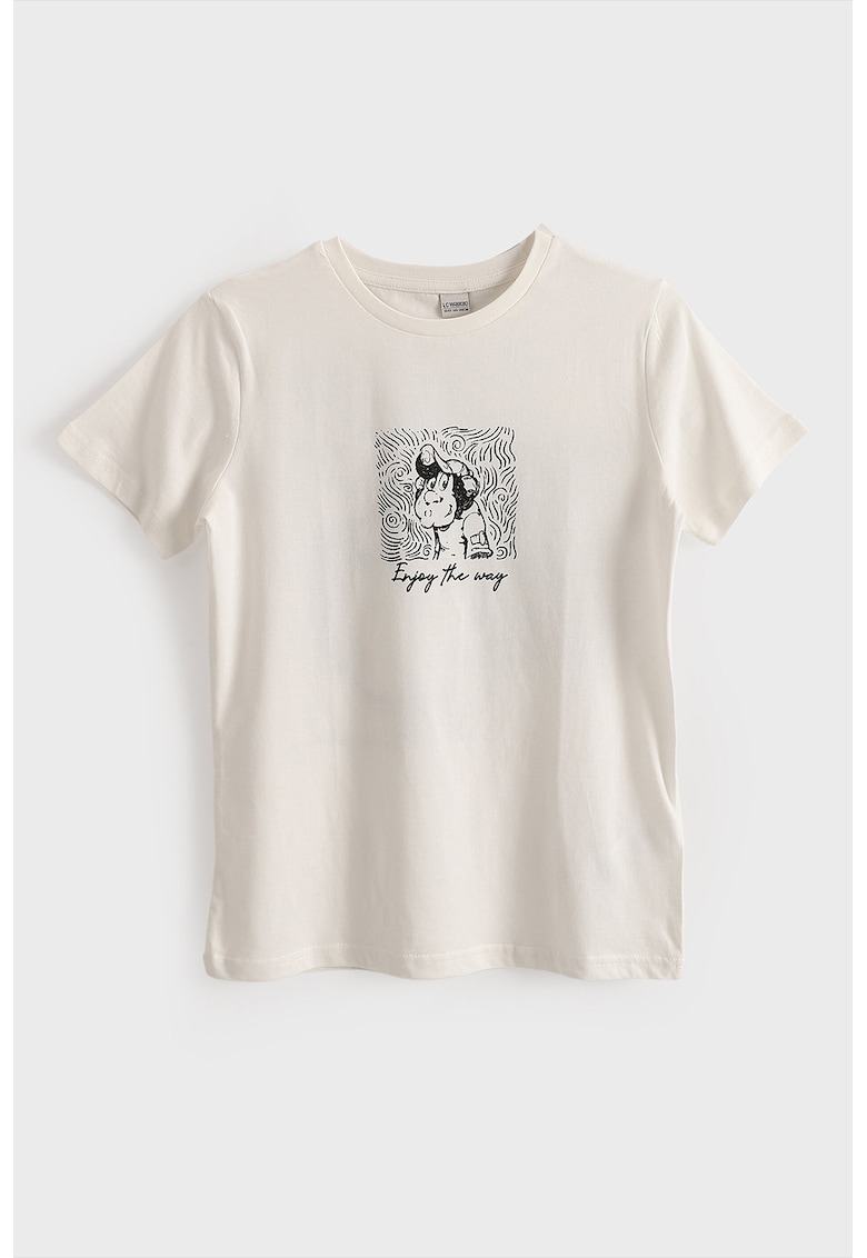 Tricou cu imprimeu grafic - Alb murdar