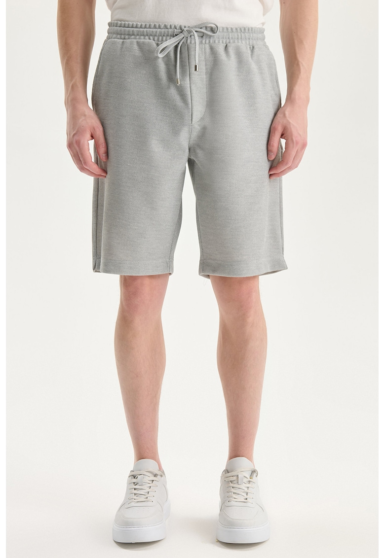 Pantaloni scurti de trening cu aspect texturat - Gri deschis