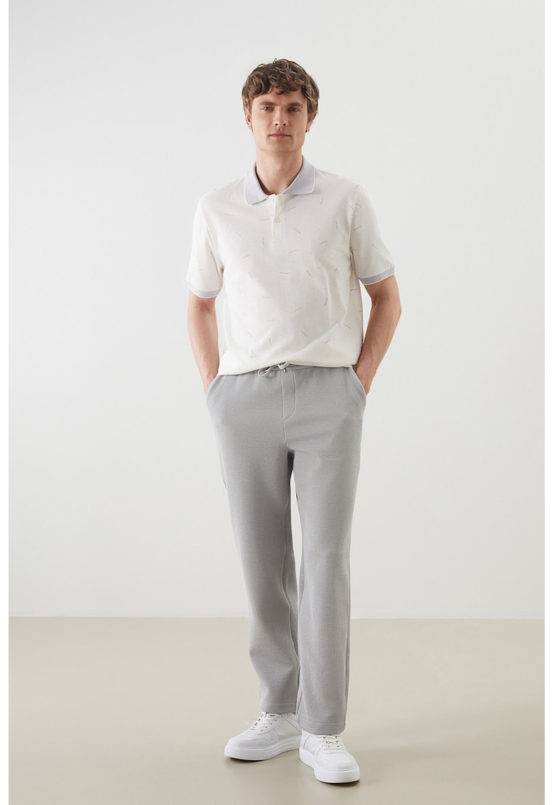 Tricou polo cu model - Alb