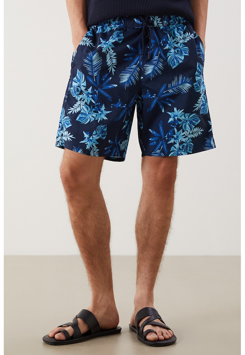 Pantaloni scurti de baie cu model - Albastru/Bleumarin