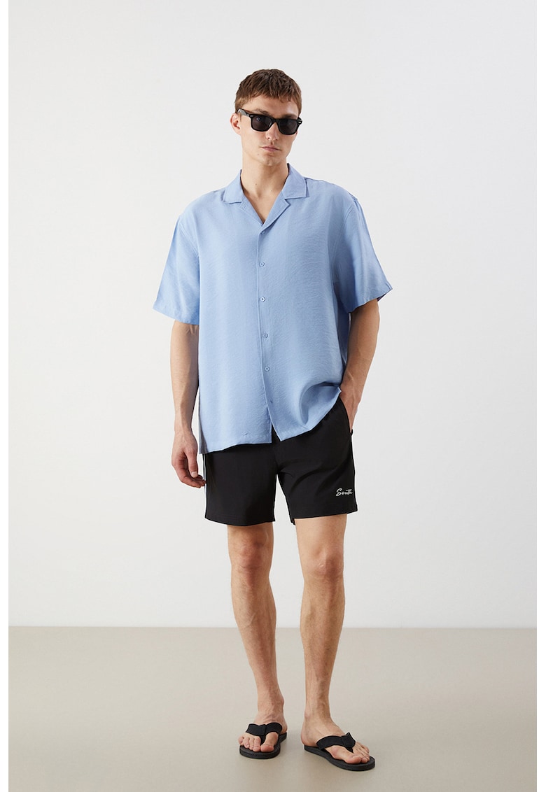 Pantaloi scurti de baie cu buzunare laterale - Negru