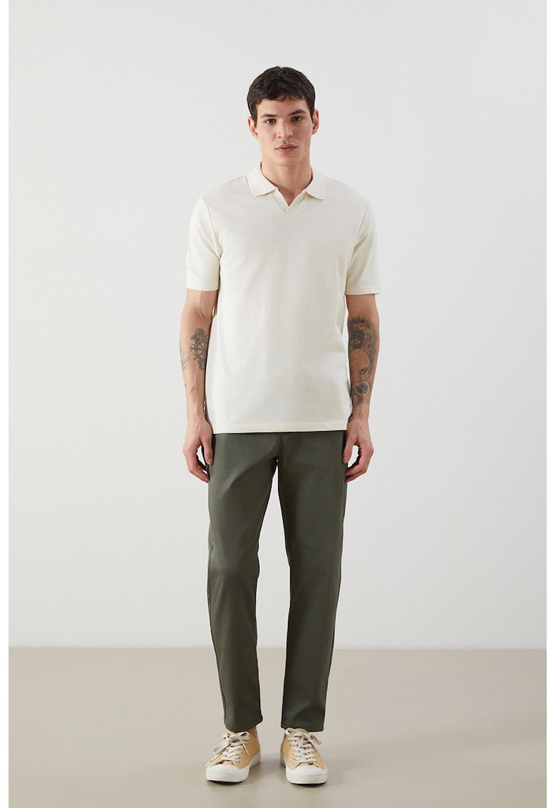 Tricou polo din amestec de bumbac - Bej deschis