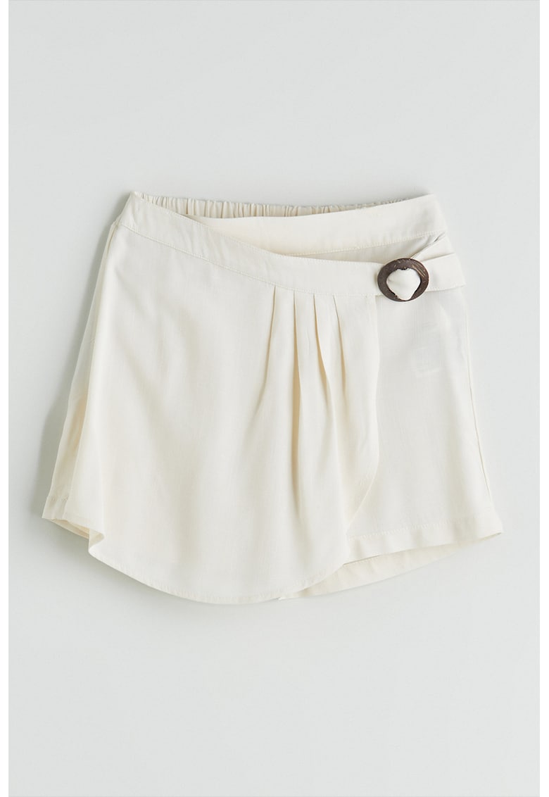 Fusta-pantalon scurta cu design petrecut - Alb