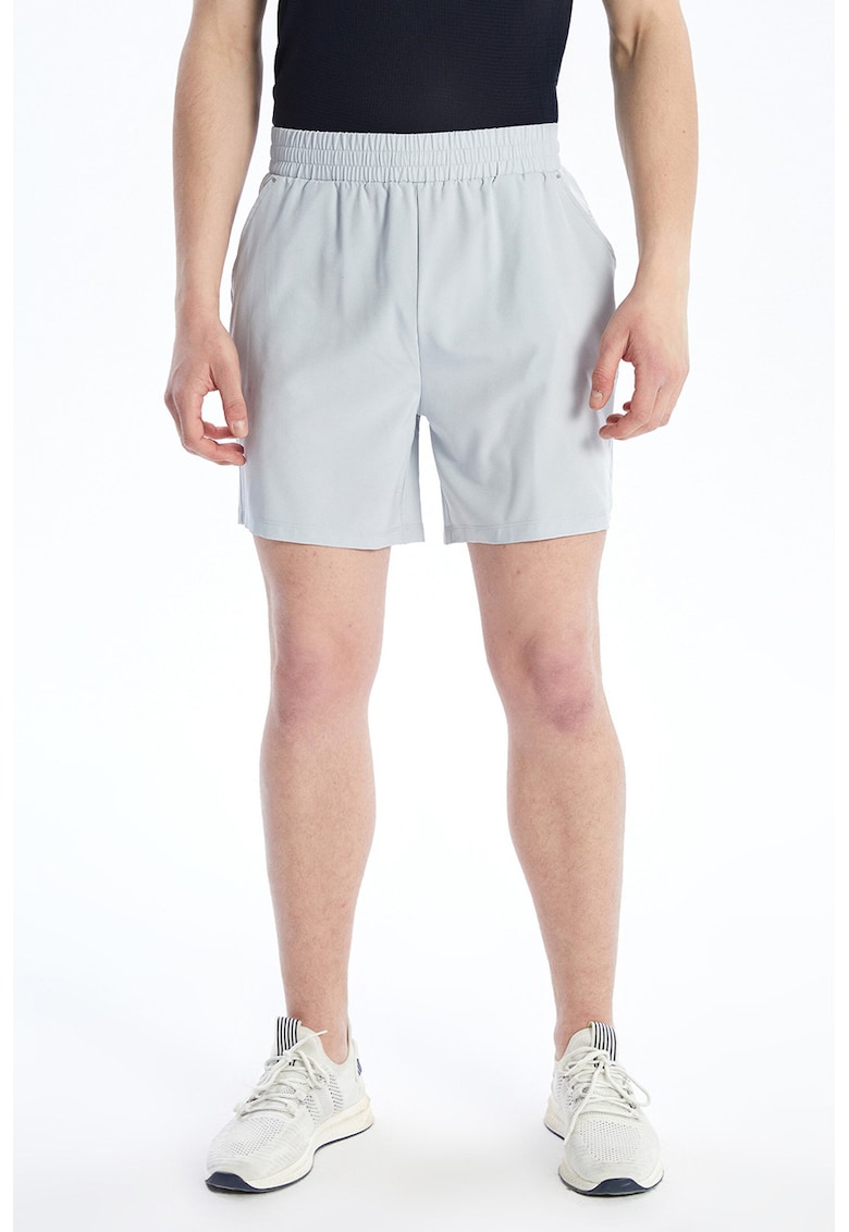 Pantaloni scurti cu talie elastica in talie si buzunare laterale - Gri deschis