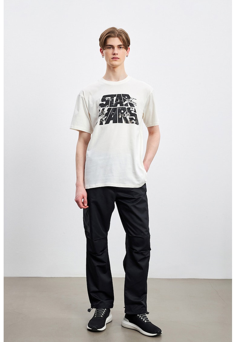 Tricou lejer din bumbac cu imprimeu tematic Star Wars - Alb