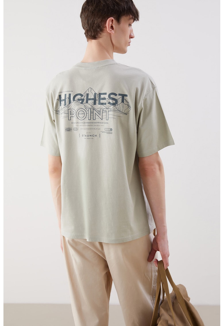 Tricou lejer cu imprimeu pe partea din spate - Verde pal