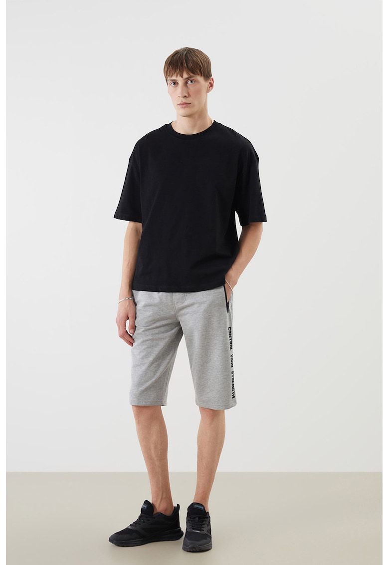 Pantaloni scurti de trening cu buzunare cu fermoar - Gri melange