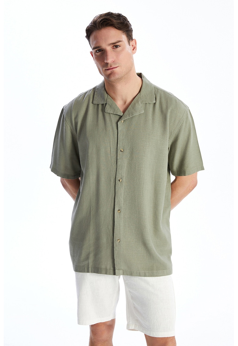 Camasa regular-fit din amestec de in - Verde masliniu