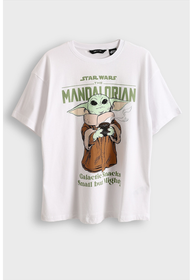 Tricou din bumbac cu imprimeu tematic The Mandalorian - Alb/Maro