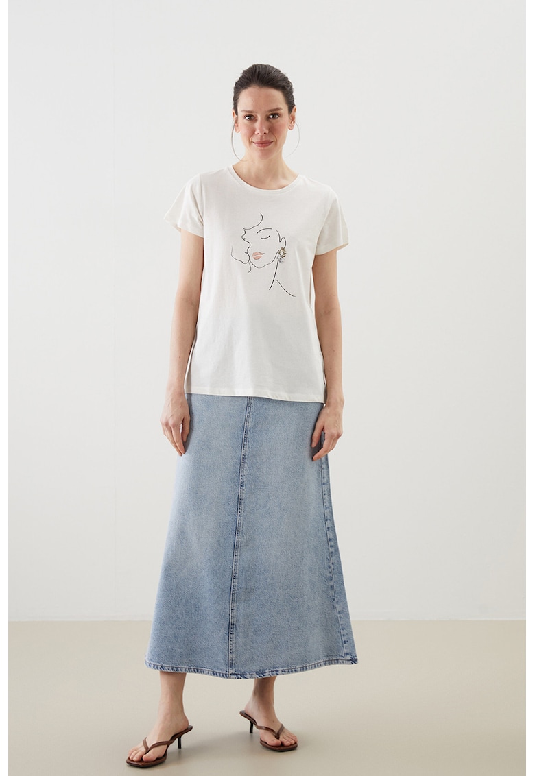 Tricou regular-fit cu imprimeu grafic - Alb