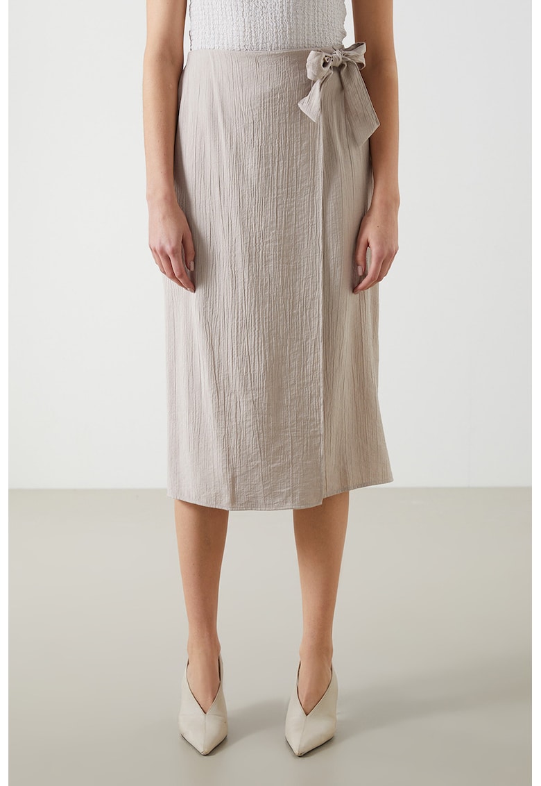Fusta midi cu model petrecut - Alb fildes